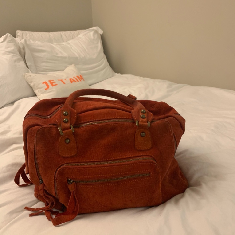 Las Pepas Red Suede Croc Look Bag